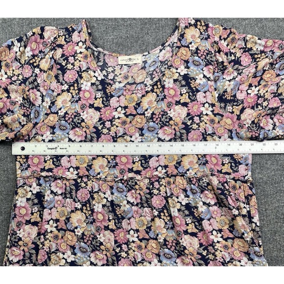Natural Life Maxi Dress Women's Large Cottagecore Floral Short Sleeve Round Neck - Picture 6 of 7